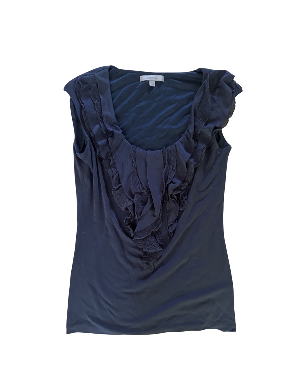 Classiques Entier Navy Ruffle Scoop Tank